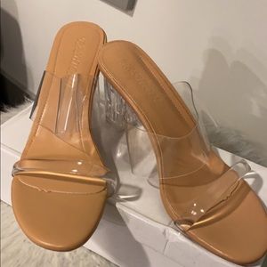 Clear and nude Open-toes mini heels Shoes